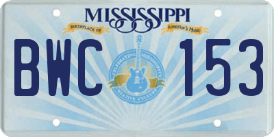 MS license plate BWC153