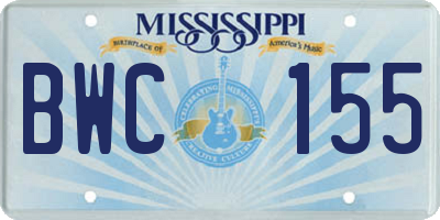 MS license plate BWC155