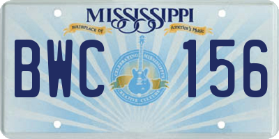 MS license plate BWC156