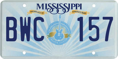 MS license plate BWC157