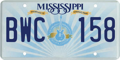 MS license plate BWC158
