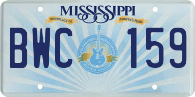MS license plate BWC159