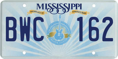 MS license plate BWC162