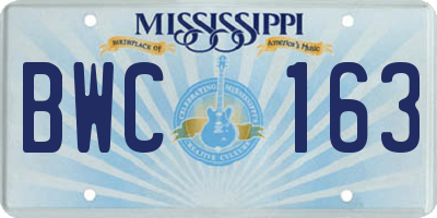 MS license plate BWC163