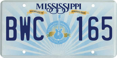 MS license plate BWC165