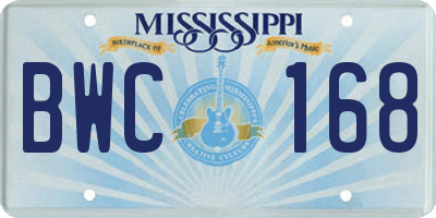 MS license plate BWC168