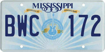 MS license plate BWC172