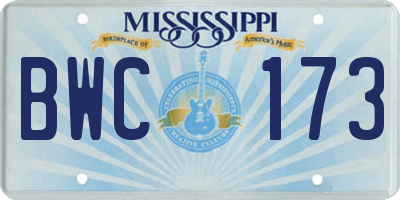 MS license plate BWC173