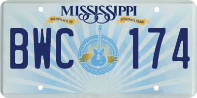 MS license plate BWC174