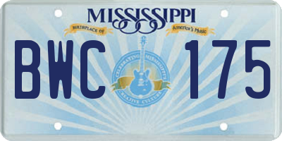 MS license plate BWC175