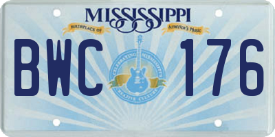 MS license plate BWC176