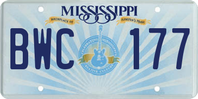 MS license plate BWC177