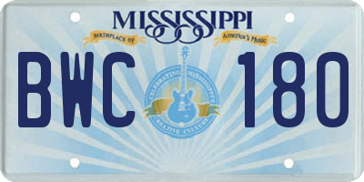 MS license plate BWC180
