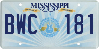 MS license plate BWC181