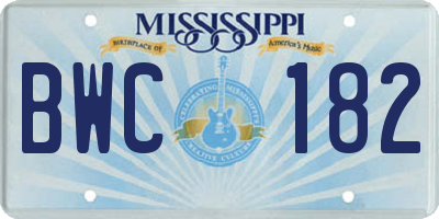 MS license plate BWC182