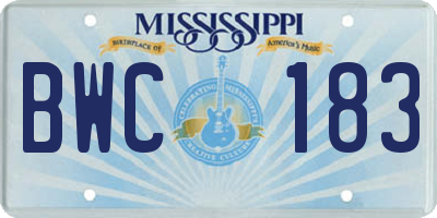 MS license plate BWC183