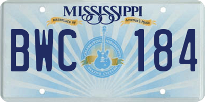 MS license plate BWC184