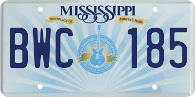 MS license plate BWC185