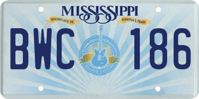 MS license plate BWC186