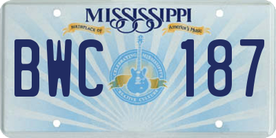 MS license plate BWC187