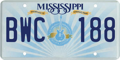 MS license plate BWC188