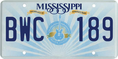 MS license plate BWC189