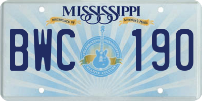 MS license plate BWC190