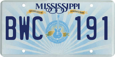 MS license plate BWC191