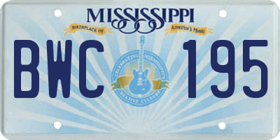 MS license plate BWC195