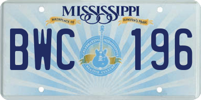 MS license plate BWC196