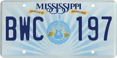 MS license plate BWC197