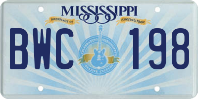 MS license plate BWC198