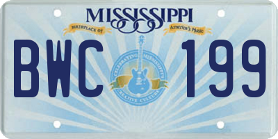 MS license plate BWC199