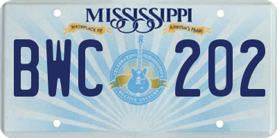 MS license plate BWC202