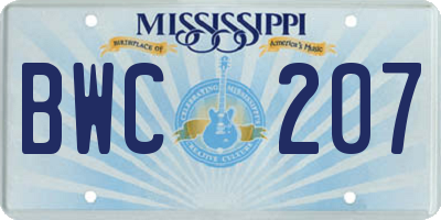 MS license plate BWC207