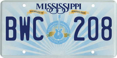 MS license plate BWC208