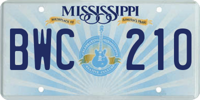 MS license plate BWC210