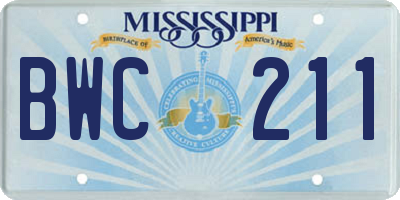 MS license plate BWC211