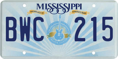 MS license plate BWC215