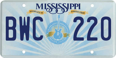 MS license plate BWC220