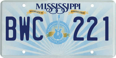 MS license plate BWC221