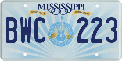 MS license plate BWC223