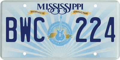 MS license plate BWC224