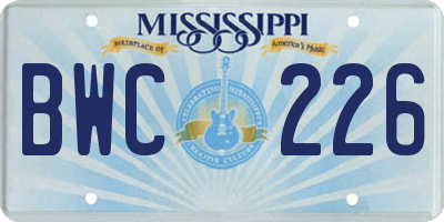 MS license plate BWC226