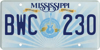 MS license plate BWC230