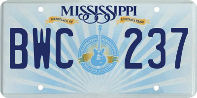 MS license plate BWC237