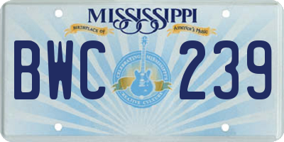 MS license plate BWC239