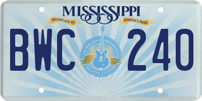 MS license plate BWC240