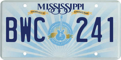 MS license plate BWC241