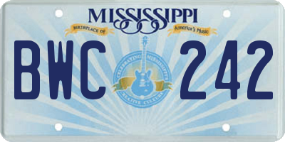 MS license plate BWC242